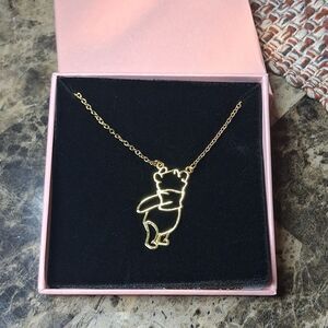 Winnie The Poo Pendant Necklace 18gp S925 New